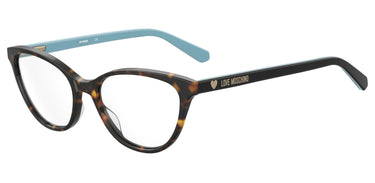 Premium Women Moschino Love Model Eyeglasses: MOL545 - Havana Azure- SpecSMART Eye Clinic (Diagonal View)